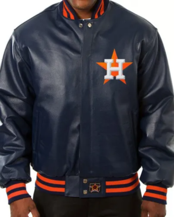 Houston Astros Blue Leather Jacket