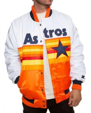 Astros Houston White and Orange Satin Jacket