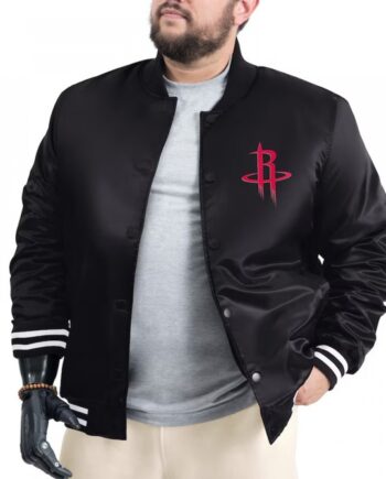 Houston Rockets Adaptive Bold Logo Varsity Satin Jacket