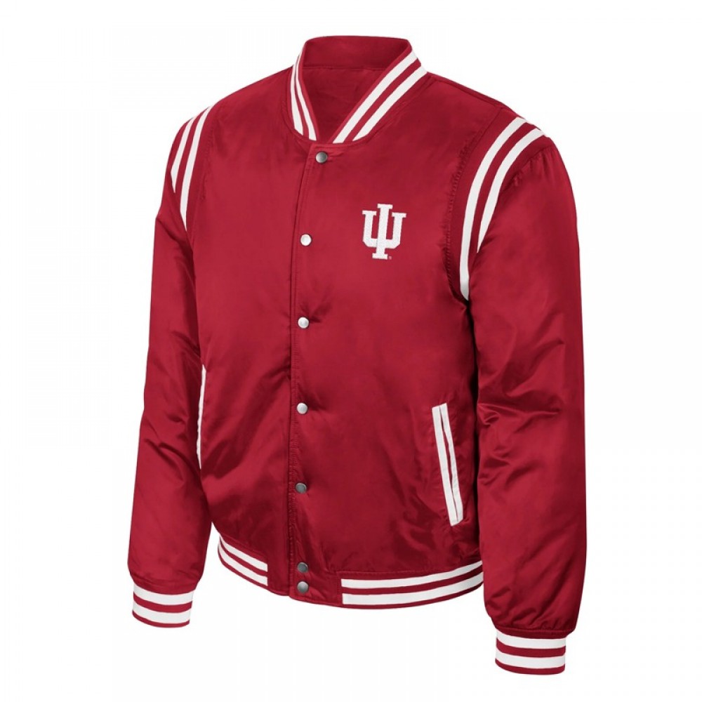 Indiana Hoosiers Teddy Red Varsity Satin Jacket