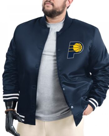 Indiana Pacers Adaptive Bold Logo Varsity Satin Jacket