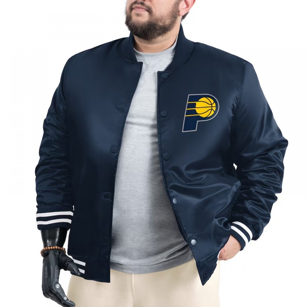 Indiana Pacers Adaptive Bold Logo Varsity Satin Jacket