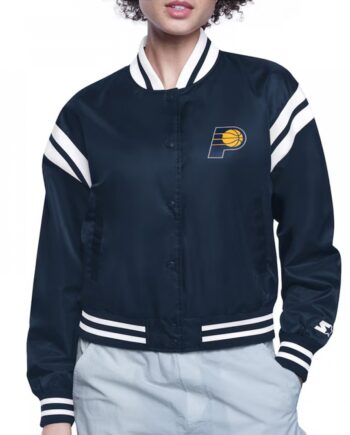 Indiana Pacers Printed Logo Varsity Satin Jacket