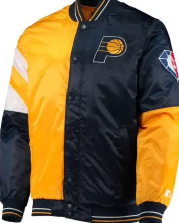Indiana Pacers Starter Satin Yellow and Blue Jacket