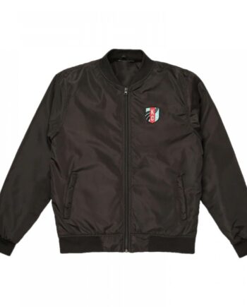 KC Current Bomber Black Full-Zip Satin Jacket