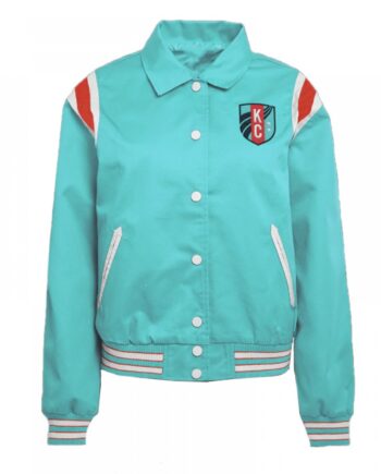 Kansas City Current Lightweight Teal Varsity Satin Jacket