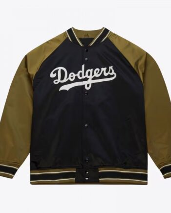 LA Dodgers Black/Olive Satin Double Clutch Jacket