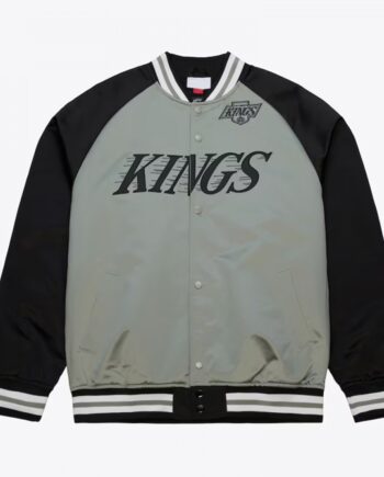LA Kings Vintage Logo Double Clutch Gray Satin Jacket