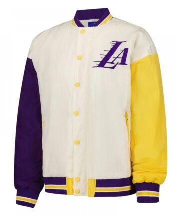 LA Lakers Color Block Bomber Full-Snap Jacket