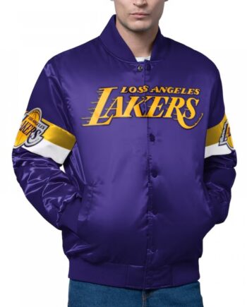 LA Lakers Triple Option Varsity Full-Snap Satin Jacket