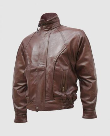 Men’s Chocolate Brown Leather Bomber Jacket