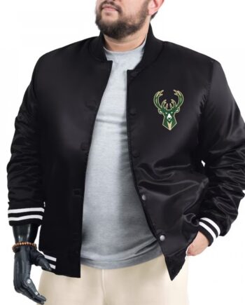Milwaukee Bucks Adaptive Bold Logo Varsity Satin Jacket