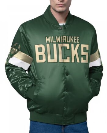Milwaukee Bucks Triple Option Varsity Satin Jacket