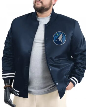 Minnesota Timberwolves Adaptive Bold Logo Varsity Satin Jacket
