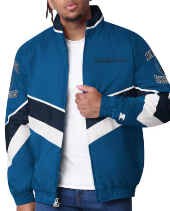 Minnesota Timberwolves Captain Blue Varsity Satin Jacket
