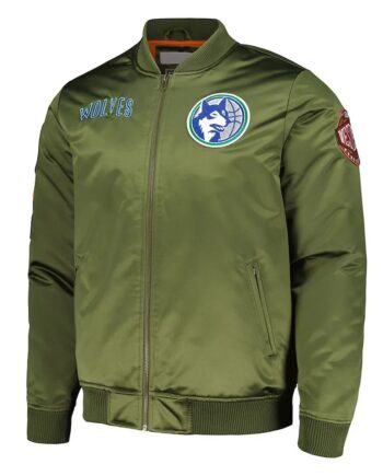 Minnesota Timberwolves Hardwood Classics Retro Green Satin Jacket