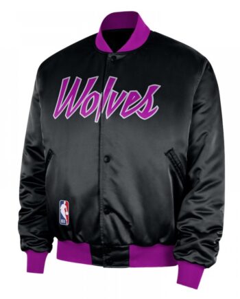 Minnesota Timberwolves Remix Courtside Black Bomber Jacket
