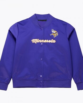 Minnesota Vikings Throwback Graphics Purple Satin Jacket
