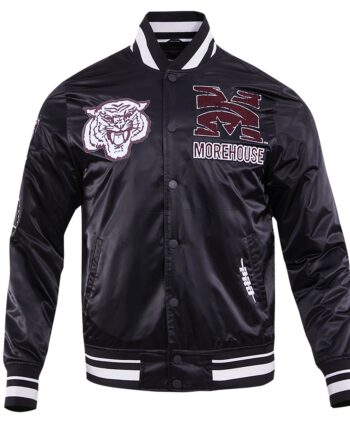 Morehouse College Classic Rib Black Satin Jacket