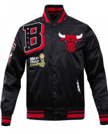 Black Chicago Bulls Satin Jacket