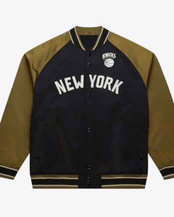 NY Knicks Black/Olive Satin Double Clutch Jacket
