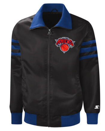 NY Knicks Captain Black Varsity Satin Jacket