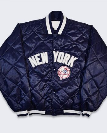 NY Yankees Quilted Full-Snap Satin Navy Jacket