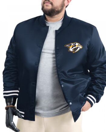 Nashville Predators Adaptive Bold Logo Varsity Satin Jacket