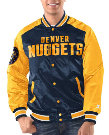 Navy/Gold Denver Nuggets Renegade Varsity Satin Jacket