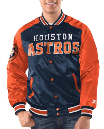 Navy/Orange Houston Astros Renegade Varsity Satin Jacket