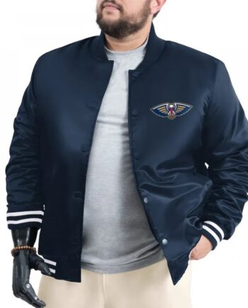 New Orleans Pelicans Adaptive Bold Logo Varsity Satin Jacket