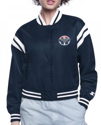 New Orleans Pelicans Printed Logo Varsity Satin Jacket