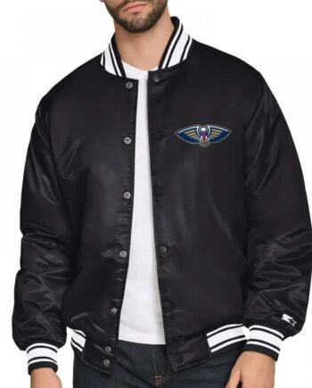 New Orleans Pelicans Triangle Black Satin Jacket
