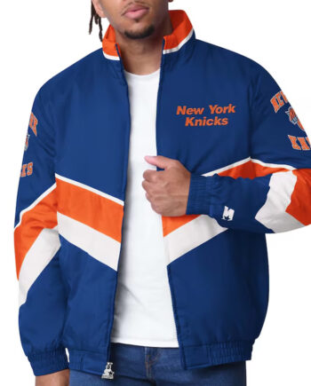 New York Knicks Captain Royal Varsity Satin Jacket