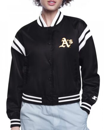 Oakland Athletics Printed Logo Varsity Satin Jacket