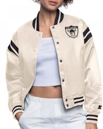 Oakland Raiders Cream Full Count Satin Jacket