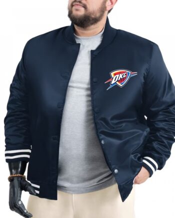 Oklahoma City Thunder Adaptive Bold Logo Varsity Satin Jacket