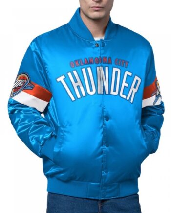 Oklahoma City Thunder Triple Option Varsity Satin Jacket