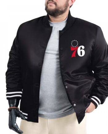 Philadelphia 76ers Adaptive Bold Logo Varsity Satin Jacket