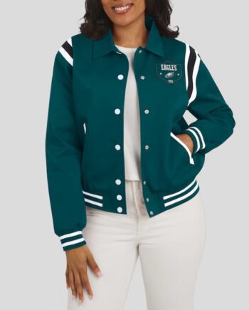 Philadelphia Eagles Midnight Green Lightweight Varsity Satin Jacket