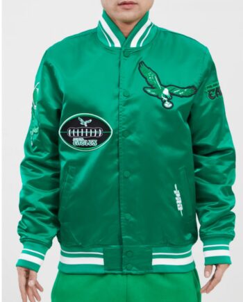 Philadelphia Eagles Old English Classic Rib Satin Jacket