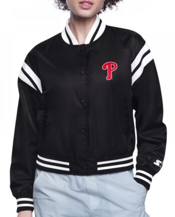 Philadelphia Phillies Printed Logo Varsity Satin Jacket