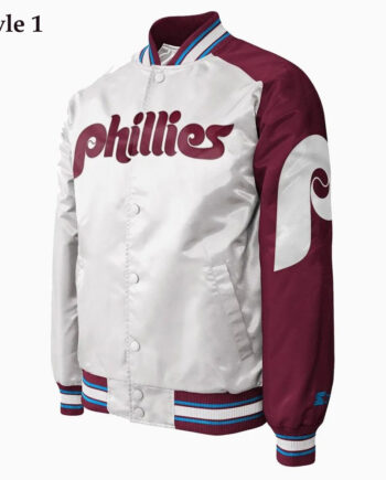 Philadelphia Phillies Purple and White Satin Jacket