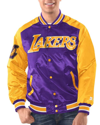 Purple/Gold La Lakers Renegade Varsity Satin Jacket