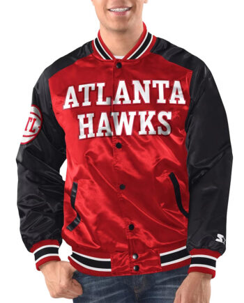 Red/Black Atlanta Hawks Renegade Varsity Satin Jacket