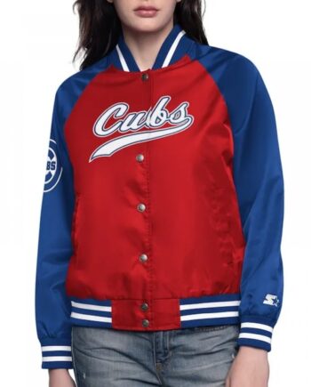 Red/Royal Chicago Cubs Home Run Varsity Satin Jacket