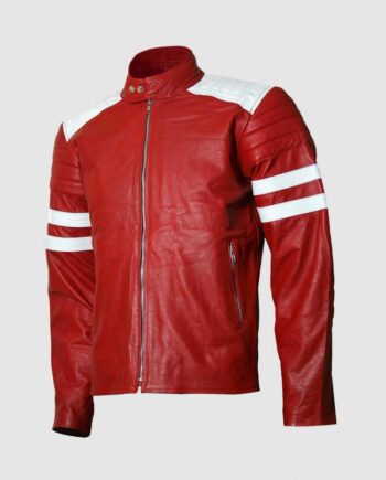 Red & White Real Leather Jacket