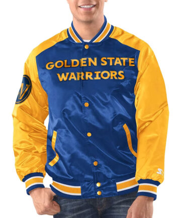 Royal/Gold Golden State Warriors Renegade Varsity Satin Jacket
