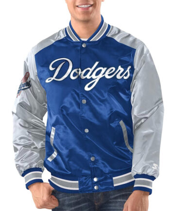 Royal/Gray Los Angeles Dodgers Renegade Varsity Satin Jacket