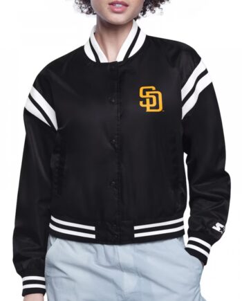 San Diego Padres Printed Logo Varsity Satin Jacket
